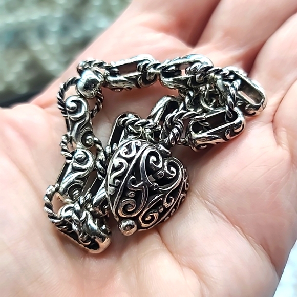 Brighton "BIBI SCROLL" Intricate Heart Charm bracelet ❤️ Bohemian and Beautiful! - Picture 8 of 10